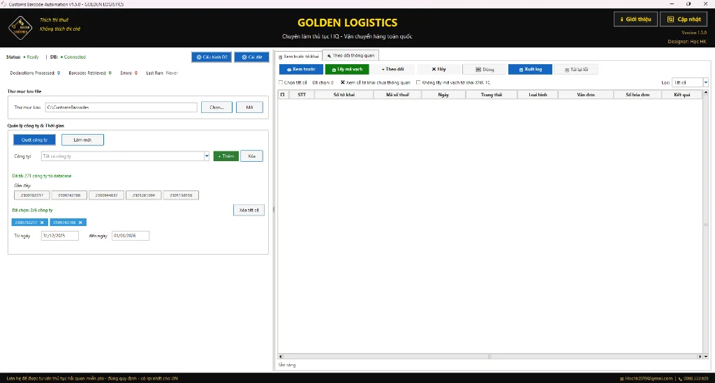 Phần Mềm Lấy Mã Vạch Tờ Khai Hải Quan Tự Động